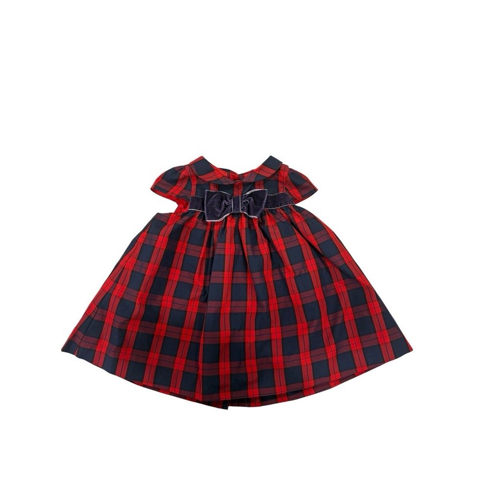 Janie And Jack Girls Red Navy Plaid Dress 3-6 Months Party Wedding Family Photos